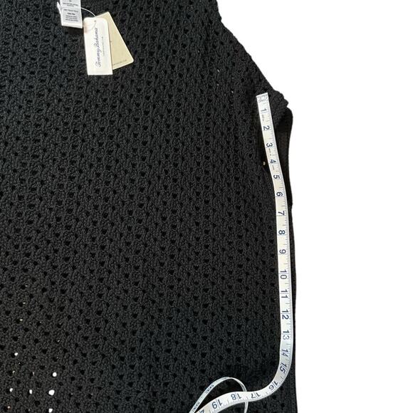 Tommy Bahama Beach Pancho NWT Black Swimsuit Cover Up 100% Cotton Small Tassel - Picture 9 of 12